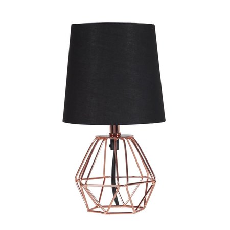 CLING 11.25 in. Wesley Geometric Copper Metal Wire Hexagon Table Lamp CL2629531